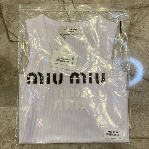 Nwt Miu Miu Women White Cotton Knit Tank Top - Picture 7 of 7